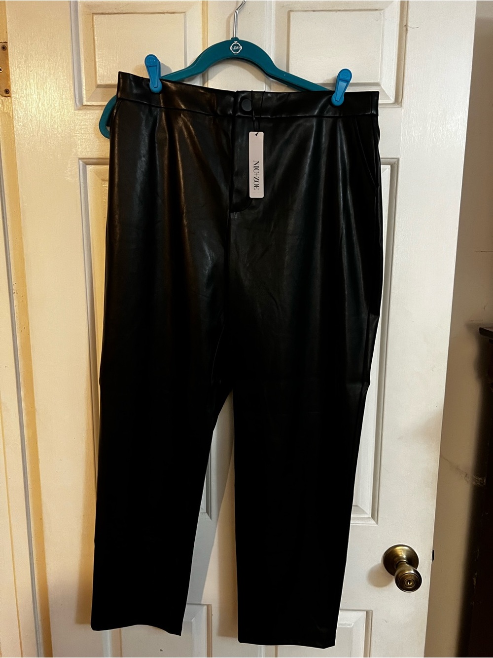 NIC+ZOE Black Wide-Leg Faux Leather Pants